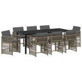 Garden Dining Set 9 pcs Grey Poly Rattan 3380780