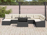 Sofa Set with Cushion 9 pcs Black and Cream Poly Rattan 3349053