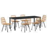 Garden Dining Set 7 pcs Brown Powder-Coated Steel 3379196