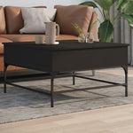 ZNTS Coffee Table Black 80x80x45 cm Engineered Wood and Metal 845401