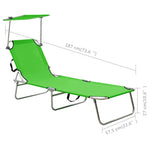 ZNTS Folding Sun Lounger with Canopy Green Aluminium 310361