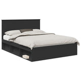 Bed Frame with Headboard Black 150 x 200 cm Solid Pine Wood 3410993