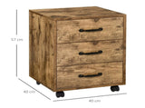 3 Drawer File Cabinet, Mobile Filing Cabinet on Wheels for Home Office, Study, Rustic Brown T3398P342393