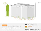 7ft x 4ft Lockable Garden Metal Storage Shed Storage Roofed Tool Metal Shed w/ Air Vents Steel Grey T3398P377669