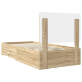 Bed Frame with Headboard Sonoma Oak 90 x 200 cm Engineered Wood 3412830