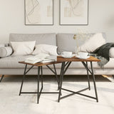 ZNTS Side Table Set - 2 Rustic Smoked Oak and Metal Tables 869728
