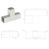 Post Connectors 4 pcs T Shape Galvanised Metal 71x71 mm 145456