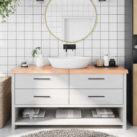 Bathroom Countertop Light Brown 160x50xcm Treated Solid Wood 3156158