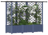 Raised Bed with Trellis and Roof Grey 163.5 x 40 x 138 cm PP 42032573