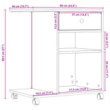 Printer Stand with Wheels Smoked Oak 60x40x68.5 cm 840643