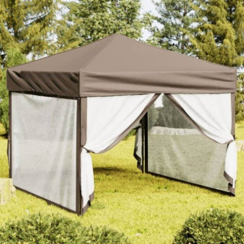 ZNTS Folding Party Tent with Sidewalls Taupe 3x3 m 93533