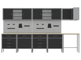Work Cabinet Set with Drawer with Shelf 12 pcs Black and Grey 3321512