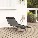 Folding Sun Lounger Folding Black 182 x 55 x 85.5 cm Textilene 42003153