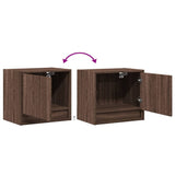 ZNTS Wall-mounted Bedside Cabinets with LED Lights 2 pcs Brown Oak 852088