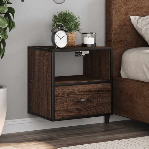 ZNTS Wall-mounted Bedside Cabinets 2 pcs Brown Oak 40x31x39.5 cm 848743