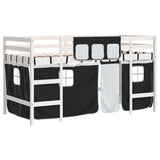 ZNTS Kids' Loft Bed with Curtains without Mattress White&Black 90x200cm 3206967