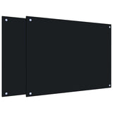 Kitchen Backsplashes 2 pcs Black 80x60 cm Tempered Glass 3315800