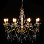 Chandelier with Beads Golden 8 x E14 Bulbs 281607