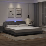 Bed Frame with LED without Mattress "Zadar" Grey 200x200 cm 3214134