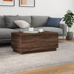 ZNTS Coffee Table with LED Lights Brown Oak 90x50x40 cm 839881