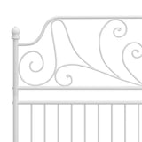 Bed Frame White Powder-Coated Metal Double Durable Bed Frame 324854