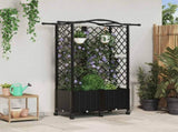 Raised Bed with Trellis and Roof Black 122 x 40 x 144 cm PP 3423022
