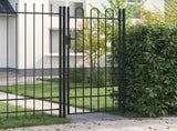 Fence Gate "BOXTEL" Single Door with Arched Top Steel 1x2 m Black 145744