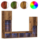 TV Cabinet with LED Strip Lights 4 pcs Old wood Engineered wood 3334389