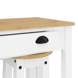 3 Piece Bar Set White Solid Wood Pine 4005698