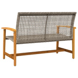 Garden Bench Grey 112 cm Poly Rattan and Acacia Wood 367599
