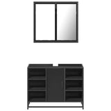 2 Piece Bathroom Furniture Set Black Engineered Wood 3300910