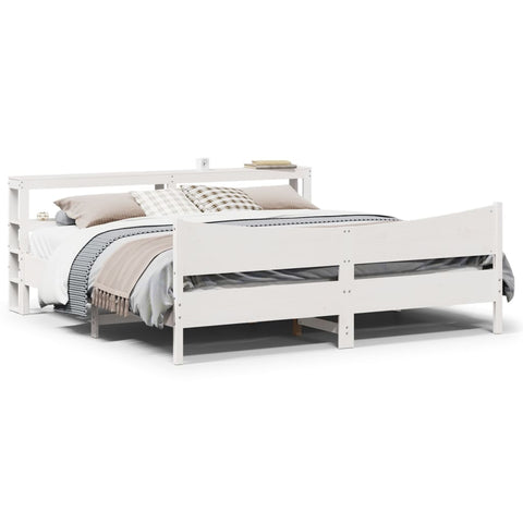 Bed Frame with Headboard White 180x200 cm Super King Solid Wood Pine 3306295