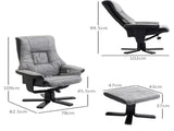 Fabric Recliner Sofa Armchair with footstool Swivel Sofa Grey T3398P328138