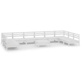 11 Piece Garden Lounge Set White Solid Wood Pine 3083430
