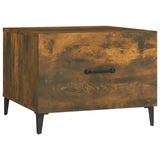 Coffee Tables with Metal Legs 2 pcs Smoked Oak 50x50x40 cm 817538