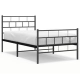 Metal Bed Frame without Mattress with Footboard Black 107x203cm 355673