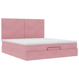 ZNTS Ottoman Bed with Mattresses Pink 180x200cm Velvet 3313420