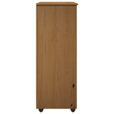 Rolling Cabinet Honey Brown 53 x 39 x 103 cm Solid Pine Wood 42028368
