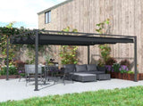 4 x 3m Metal Pergola, with Retractable Canopy Roof - Black T3398P315395
