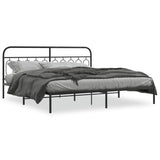 Metal Bed Frame without Mattress with Headboard Black 200x200cm 377124