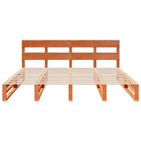 ZNTS Bed Frame without Mattress Wax Brown 200x200 cm Solid Wood Pine 3302308