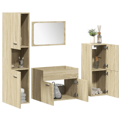 ZNTS 3 Piece Bathroom Furniture Set Sonoma Oak Engineered Wood 3324990