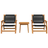 Garden Chairs with Table 3 pcs Black Solid Acacia Wood 3214437