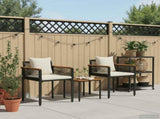 Outdoor Furniture Set Black and Cream White Poly Rattan 42025232