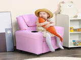 Kids Recliner Chair, PU Leather with Adjustable Backrest, Footrest, Padded Headrest, Pink T3398P348591