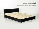 King Size Ottoman Bed Frame, with Front Drawer - Black T3398P425428