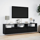 TV Wall Cabinet with LED Black 180x31x45 cm 3307941
