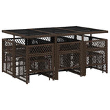 11 Piece Garden Dining Set with Cushions Brown Poly Rattan 3210789