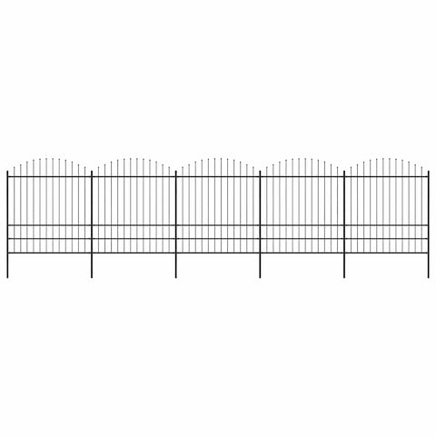 Garden Fence with Spear Top Steel 892.5x200 cm Black 277752