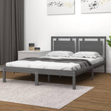 Bed Frame without Mattress Grey 200x200 cm Solid Wood 3105557